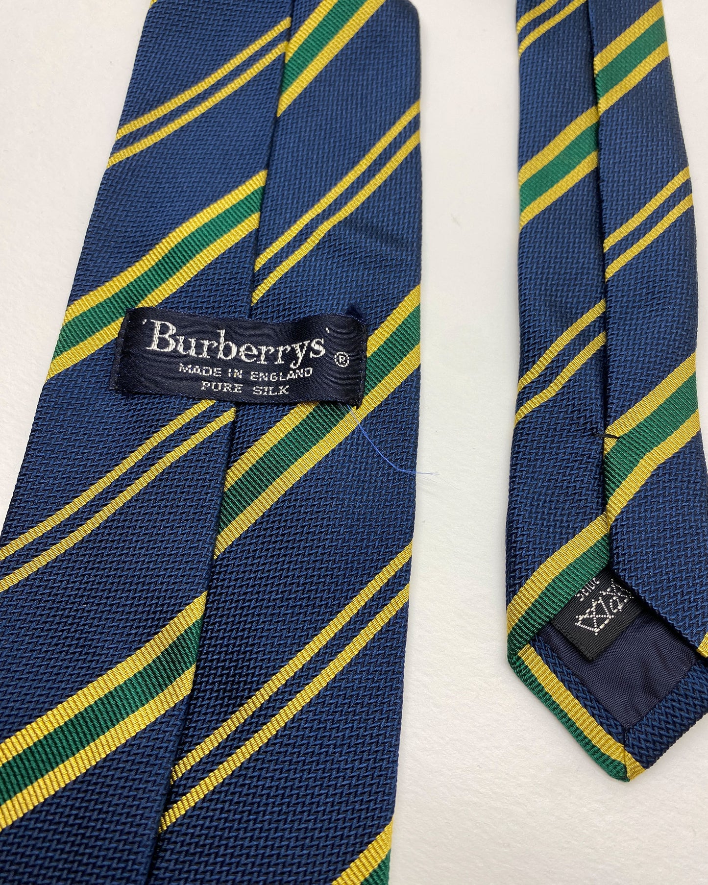 Burberrys 1990s Diagonal Striped Tie Blue