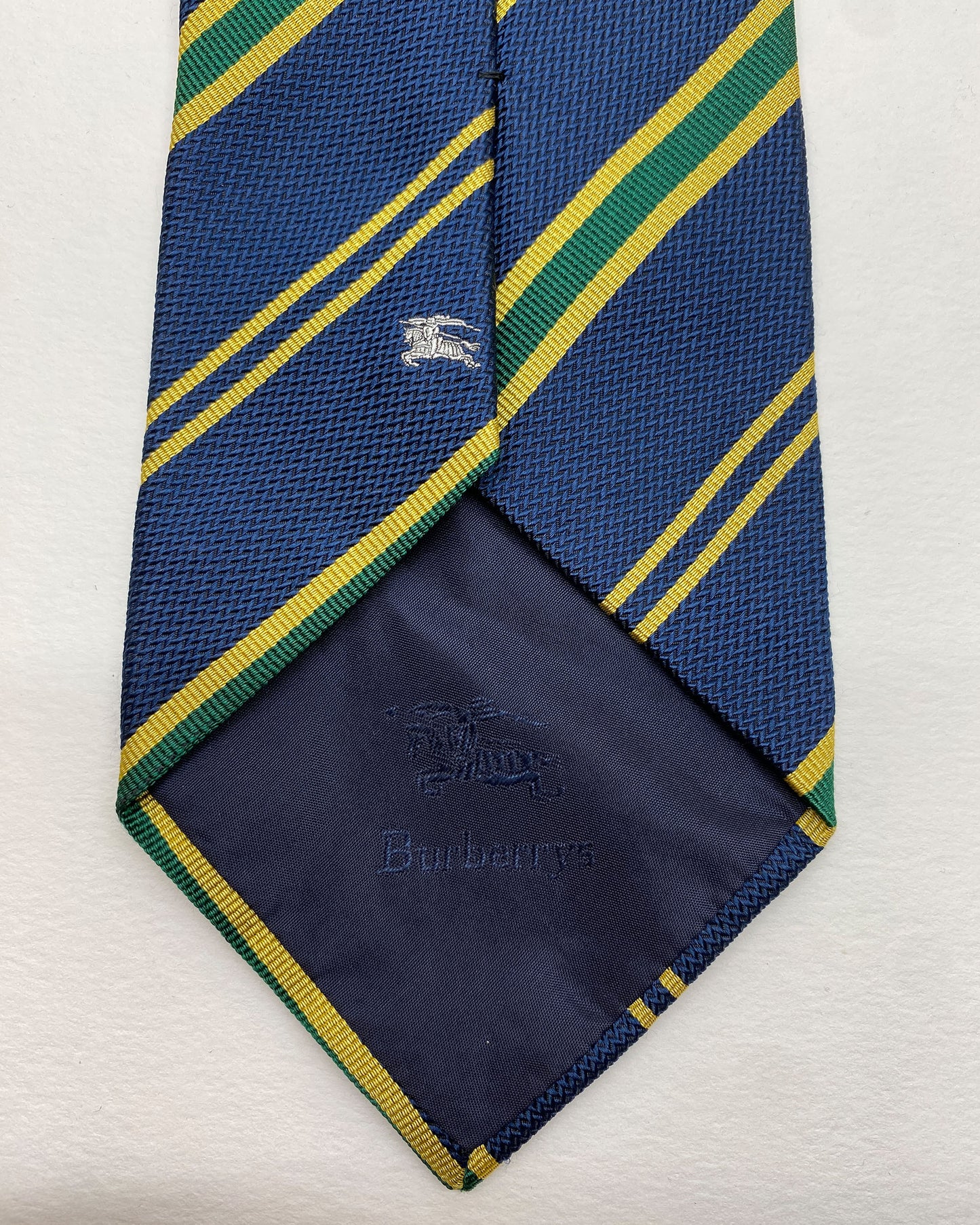 Burberrys 1990s Diagonal Striped Tie Blue