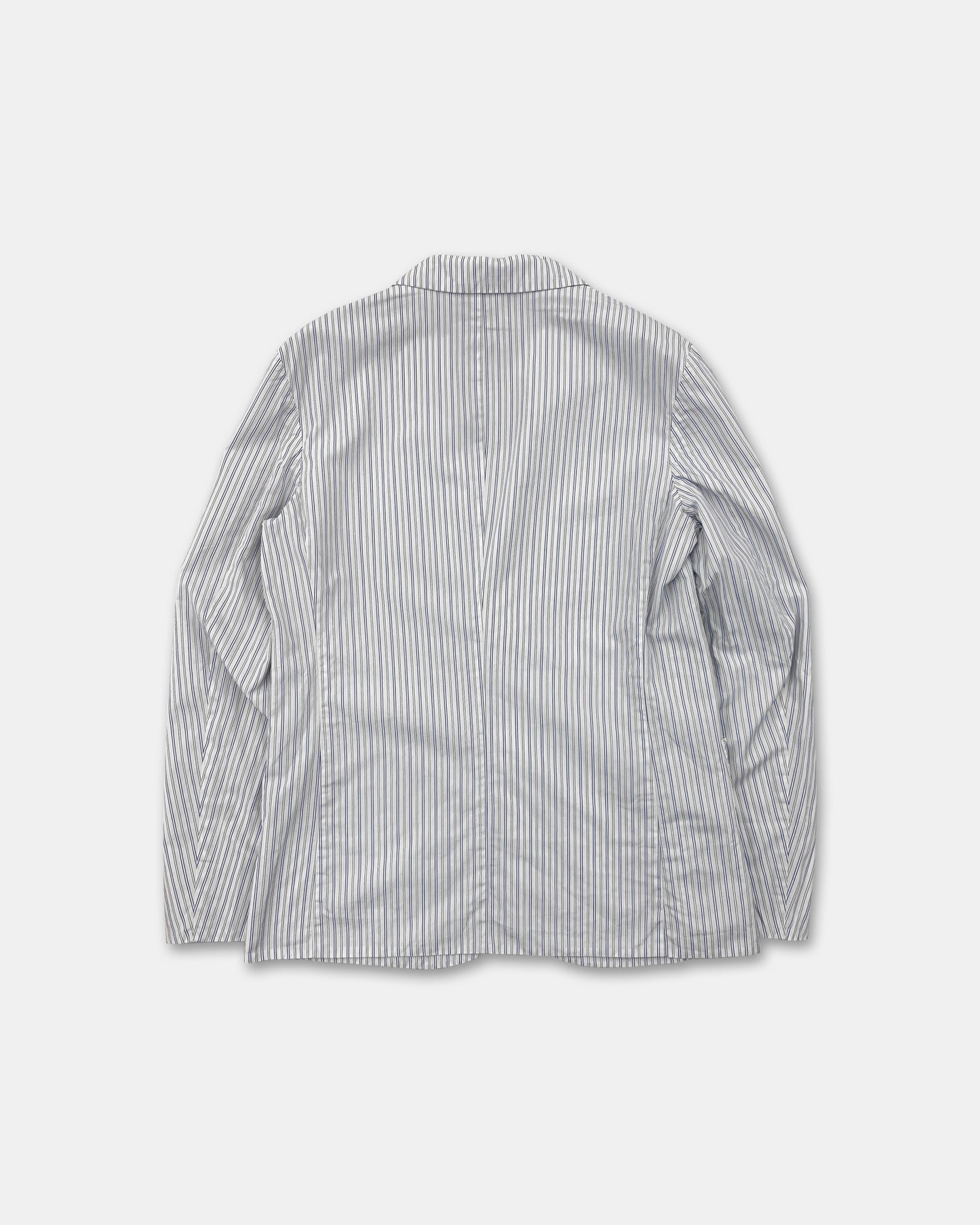 Comme des Garçons Shirt 2010s Striped Cotton Blazer Jacket White Blue