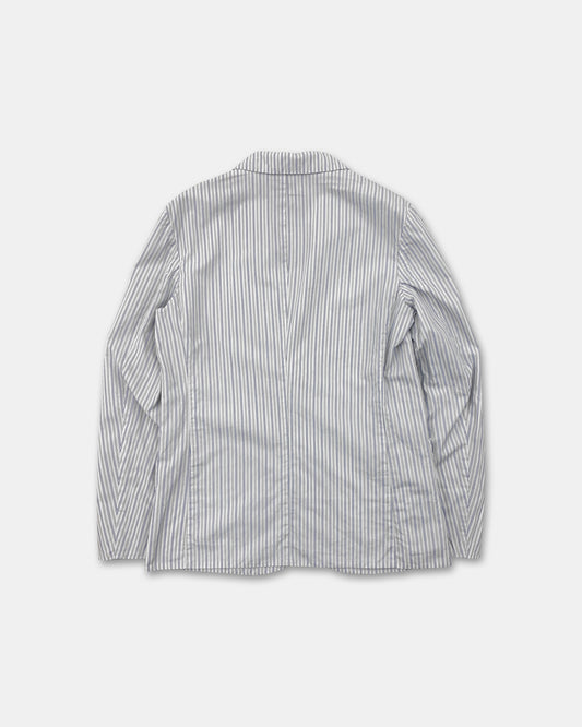 Comme des Garçons Shirt 2010s Striped Cotton Blazer Jacket White Blue