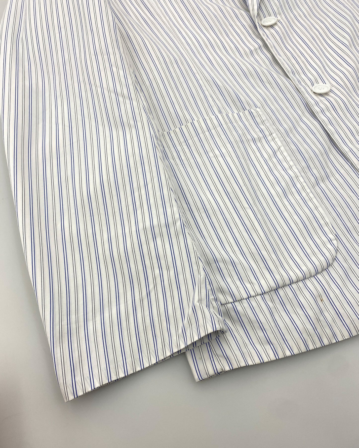 Comme des Garçons Shirt 2010s Striped Cotton Blazer Jacket White Blue
