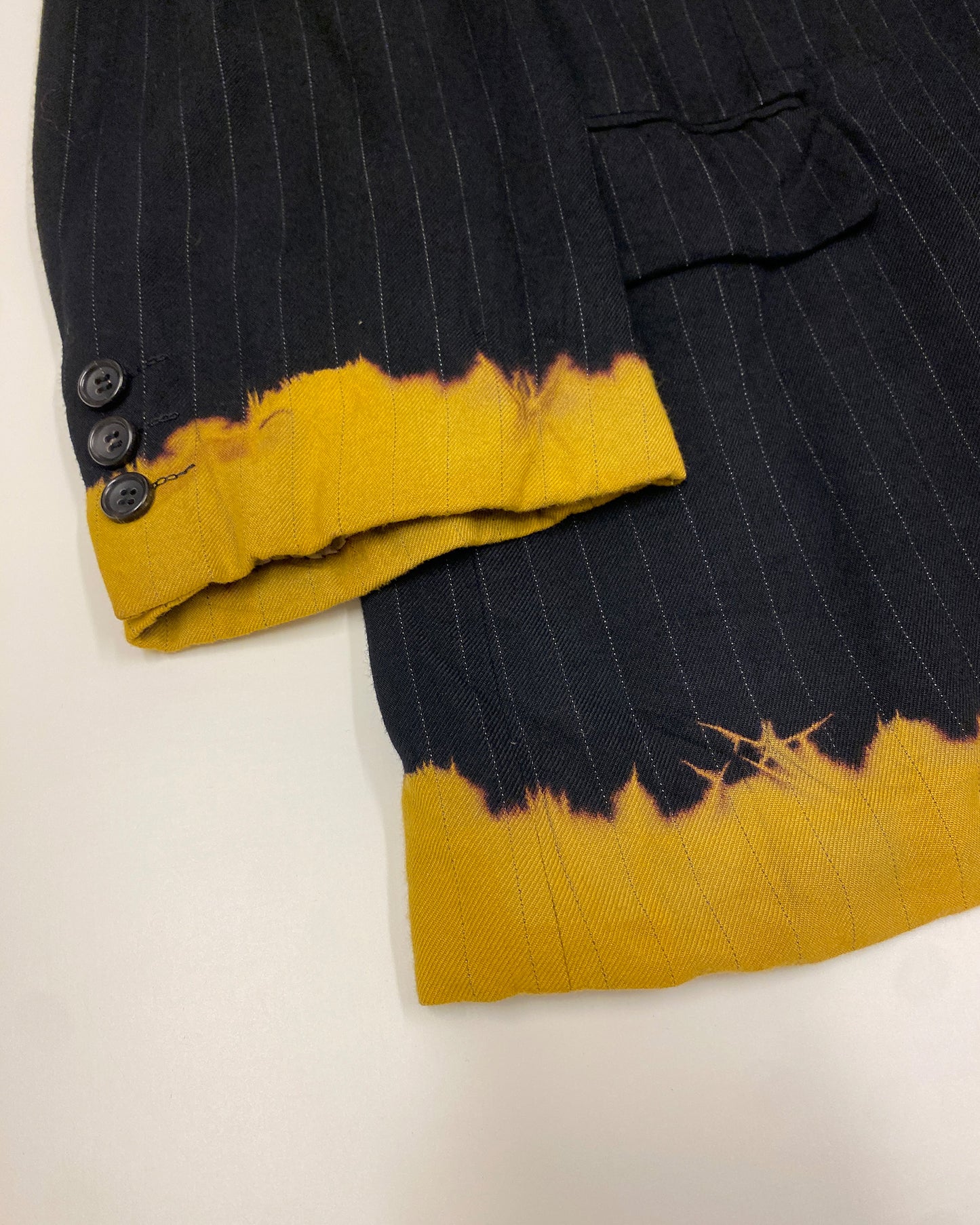Comme des Garçons Homme Plus AW1993 Bleached Striped Blazer Jacket Navy