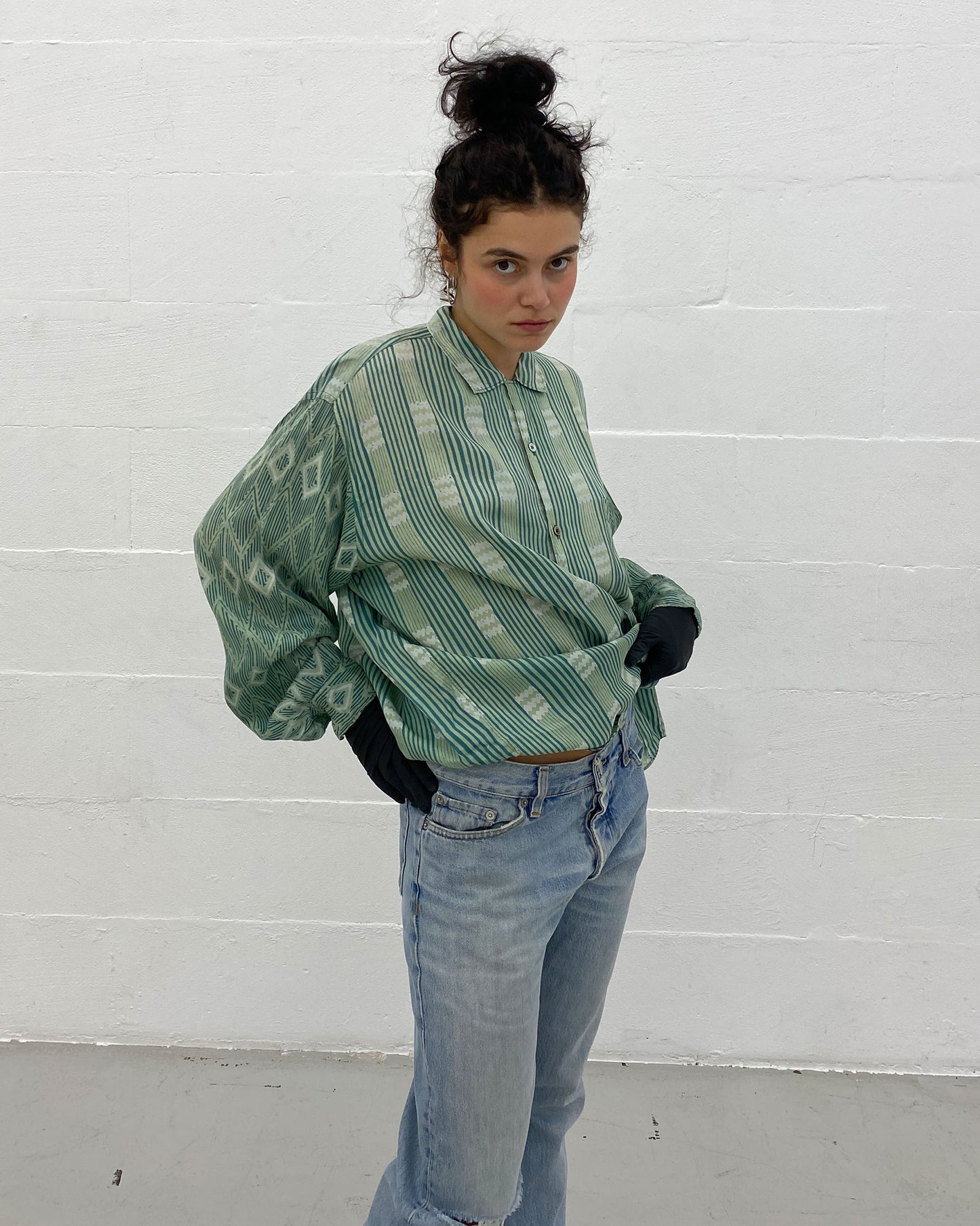 Helmut Lang 2000s Knee Blowout Boot Cut Vintage Sanded Denim Light Blue