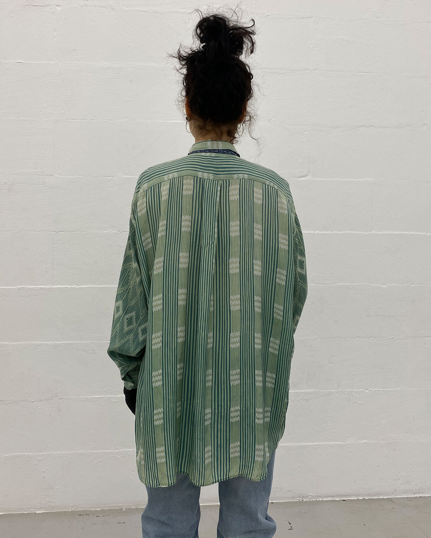 Comme des Garçons Homme Plus 1990s Striped Silk Shirt Green
