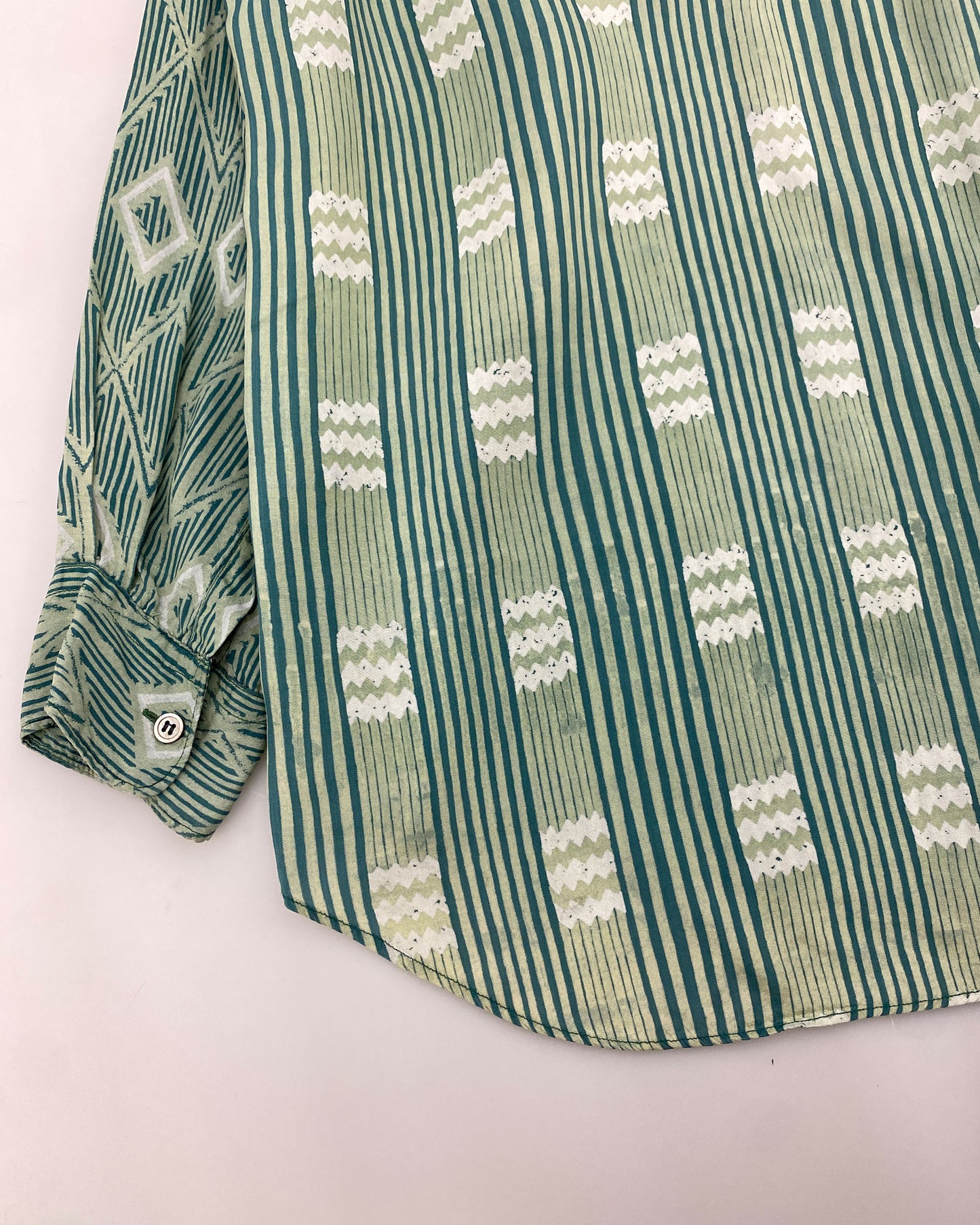 Comme des Garçons Homme Plus 1990s Striped Silk Shirt Green