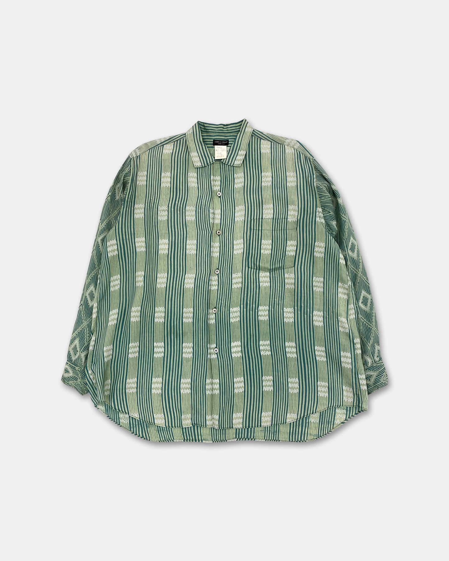 Comme des Garçons Homme Plus 1990s Striped Silk Shirt Green