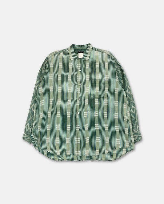 Comme des Garçons Homme Plus 1990s Striped Silk Shirt Green