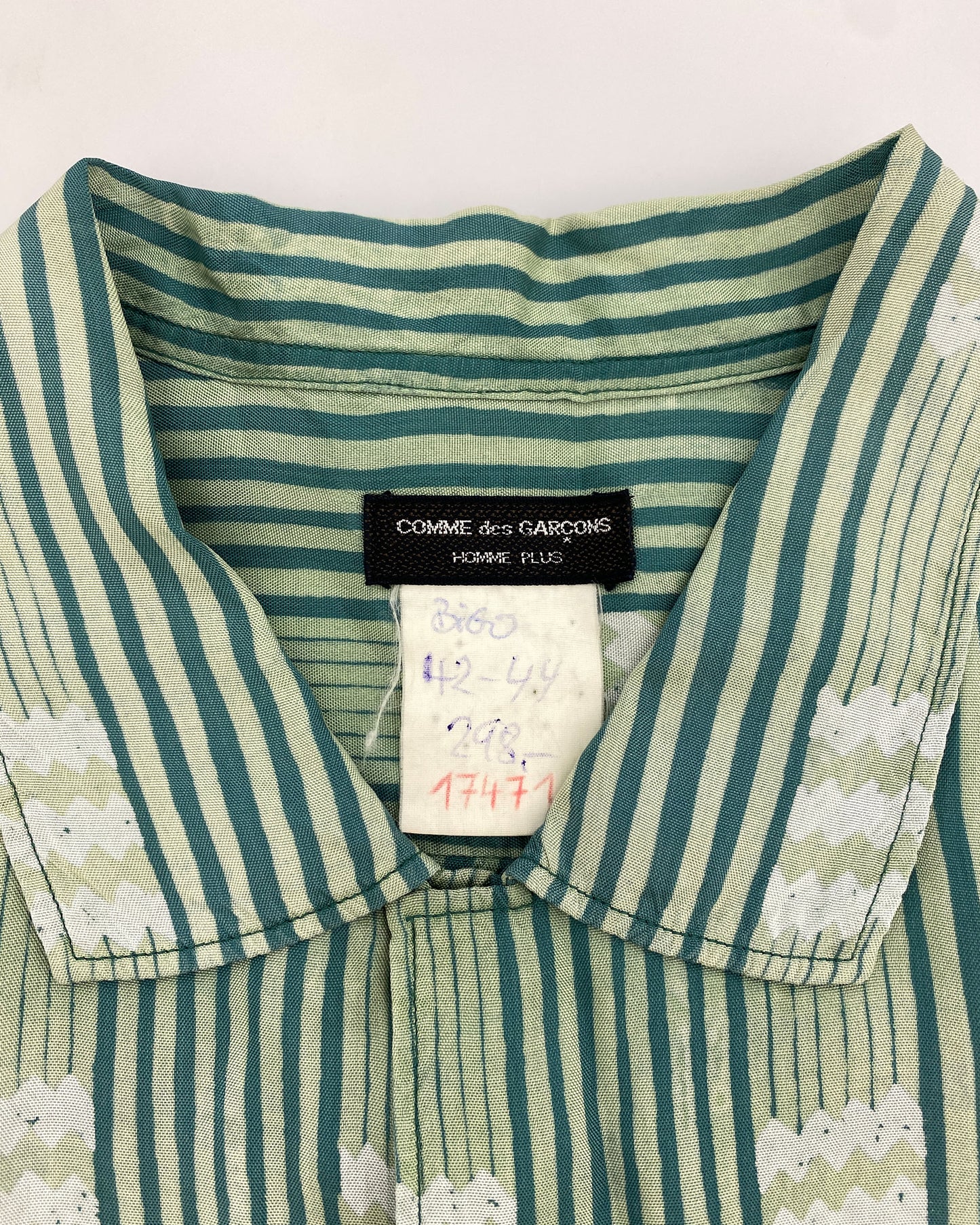 Comme des Garçons Homme Plus 1990s Striped Silk Shirt Green