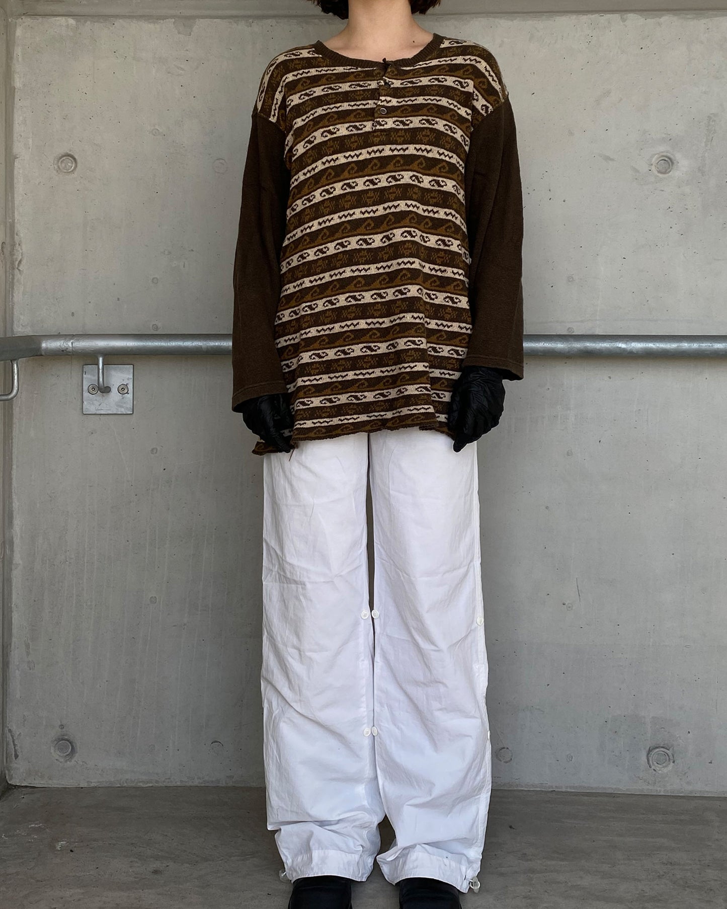 Comme des Garçons Homme AD1997 Asymmetrical Knit Sweater Brown