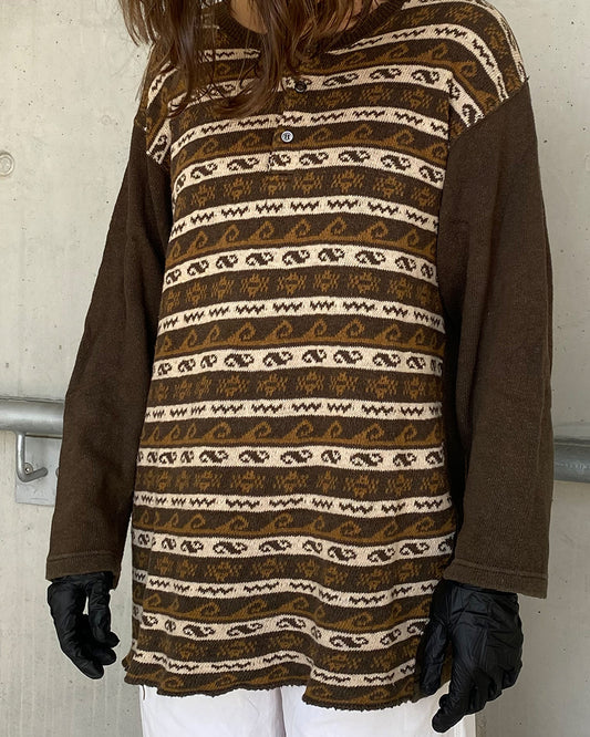 Comme des Garçons Homme AD1997 Asymmetrical Knit Sweater Brown