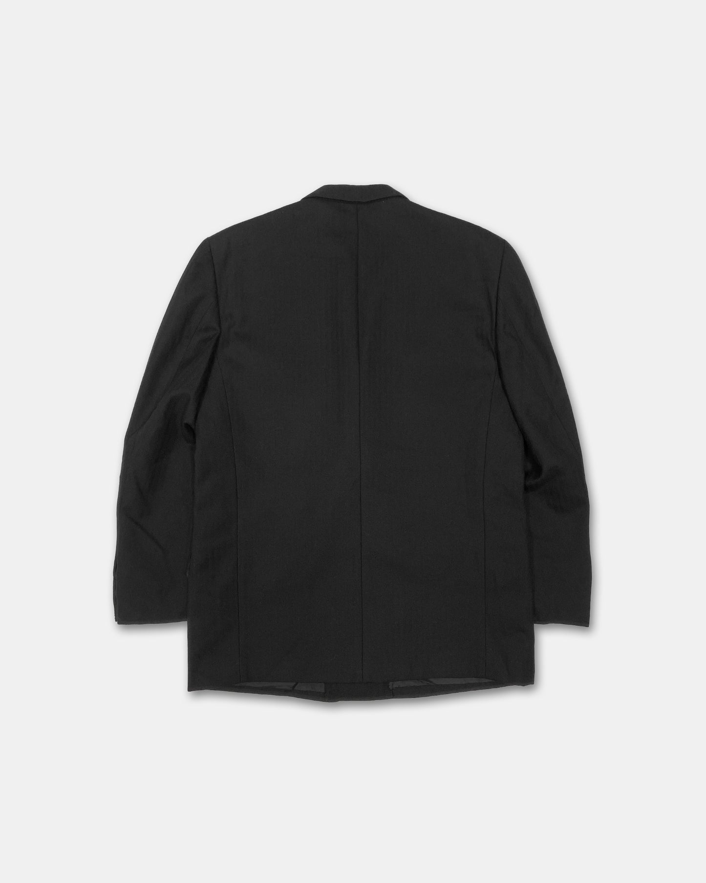 Comme des Garçons Homme 1980s Herringbone Wool Double Breasted Blazer Jacket Black