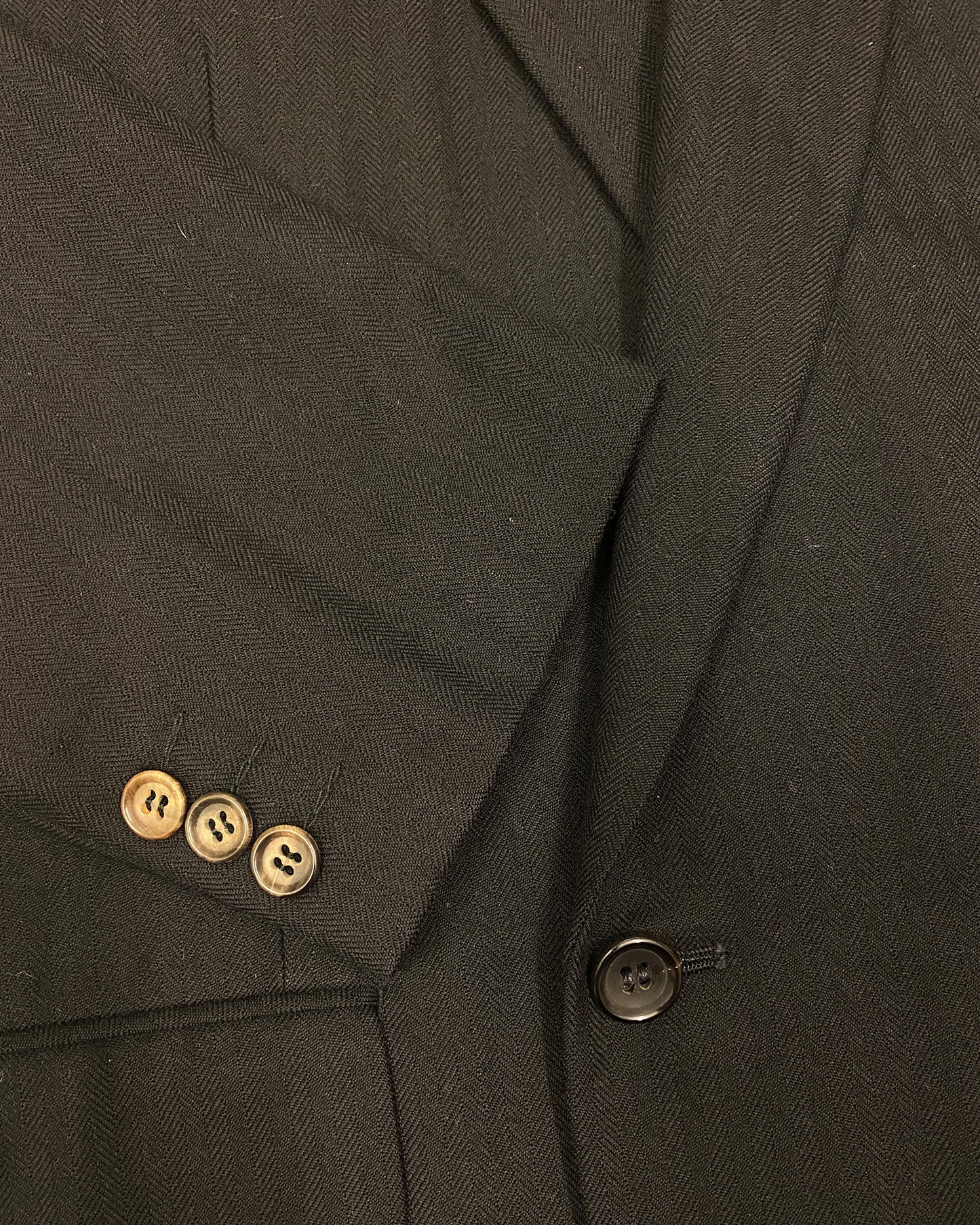 Comme des Garçons Homme 1980s Herringbone Wool Double Breasted Blazer Jacket Black