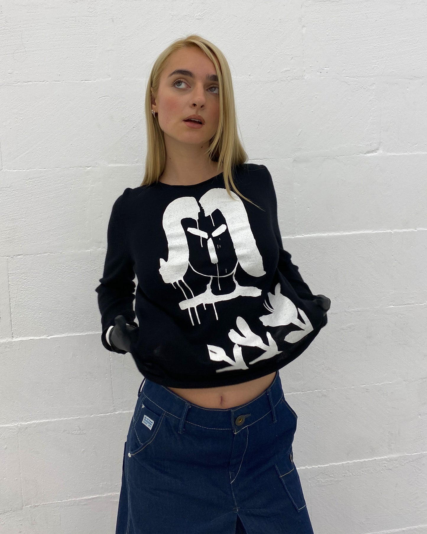 Comme des Garçons x Alisa Yoffe SS2019 Graphic Printed Knit Sweater Black