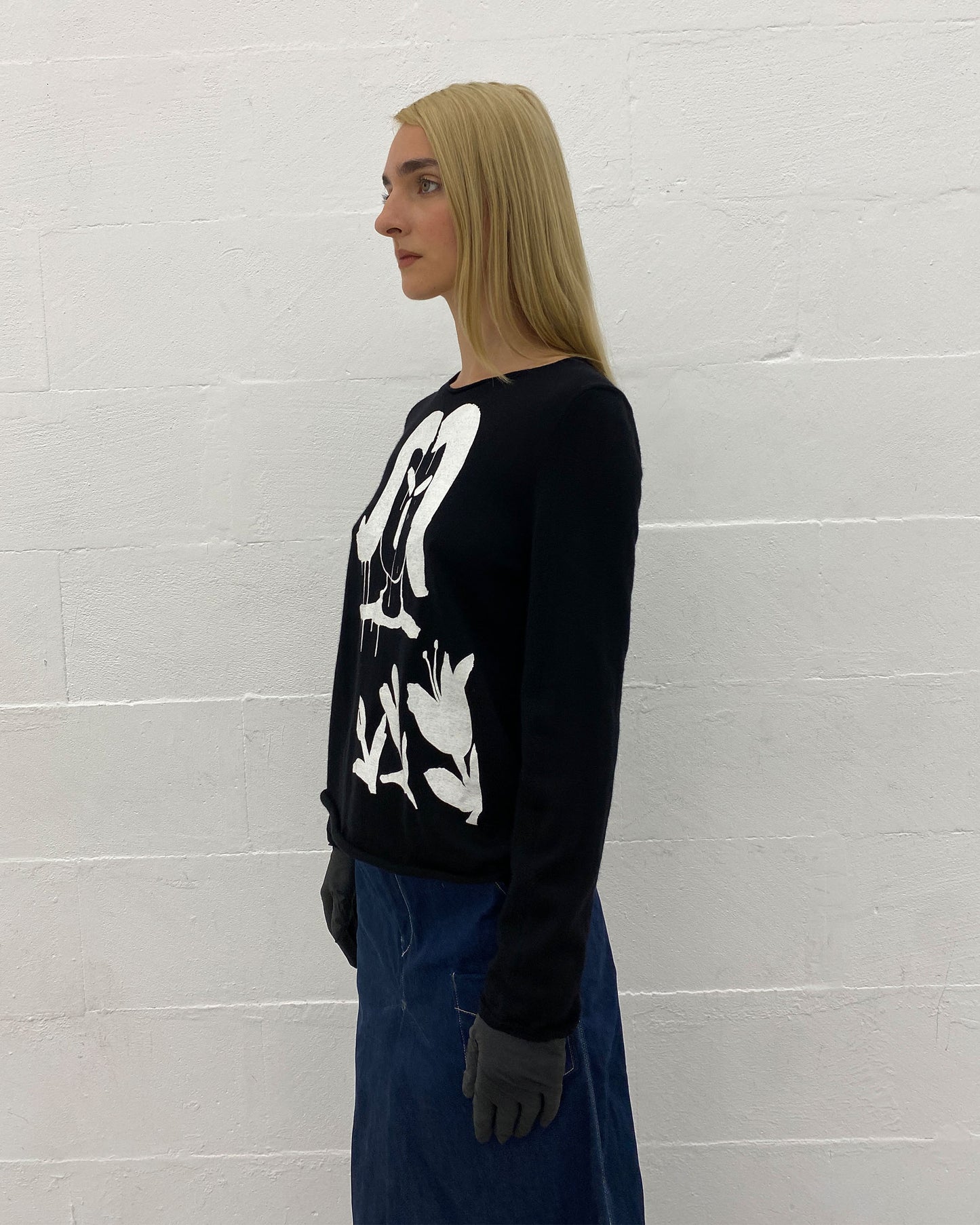 Comme des Garçons x Alisa Yoffe SS2019 Graphic Printed Knit Sweater Black