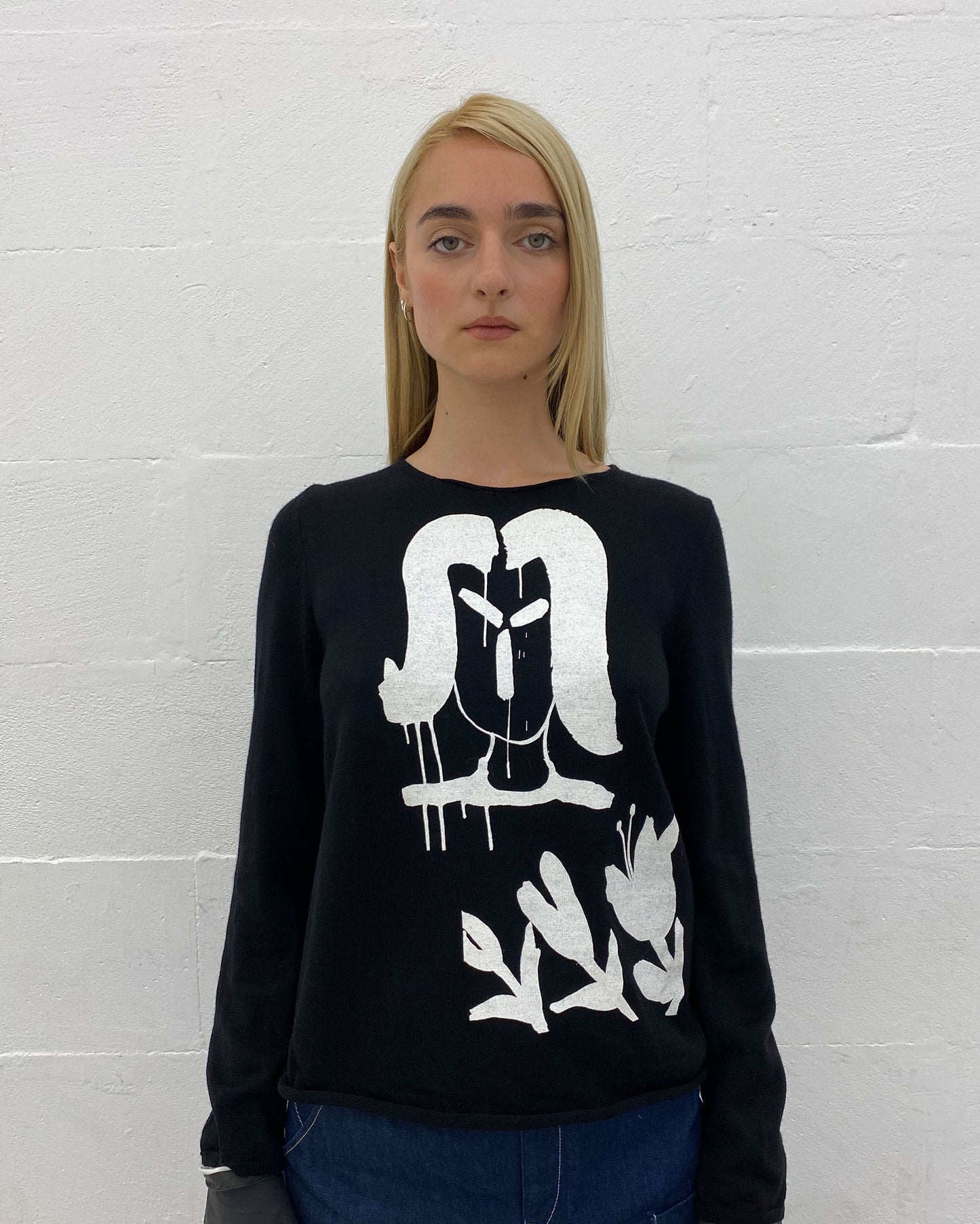 Comme des Garçons x Alisa Yoffe SS2019 Graphic Printed Knit Sweater Black