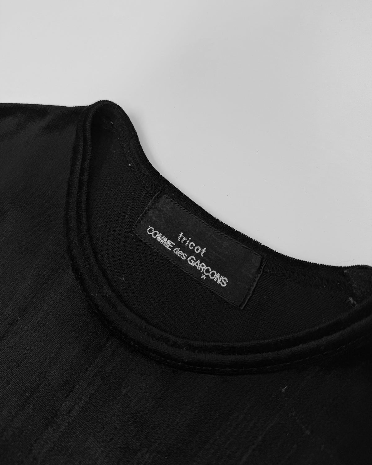 Comme des Garçons Tricot FW1999 Velvet Longsleeve Dress Black