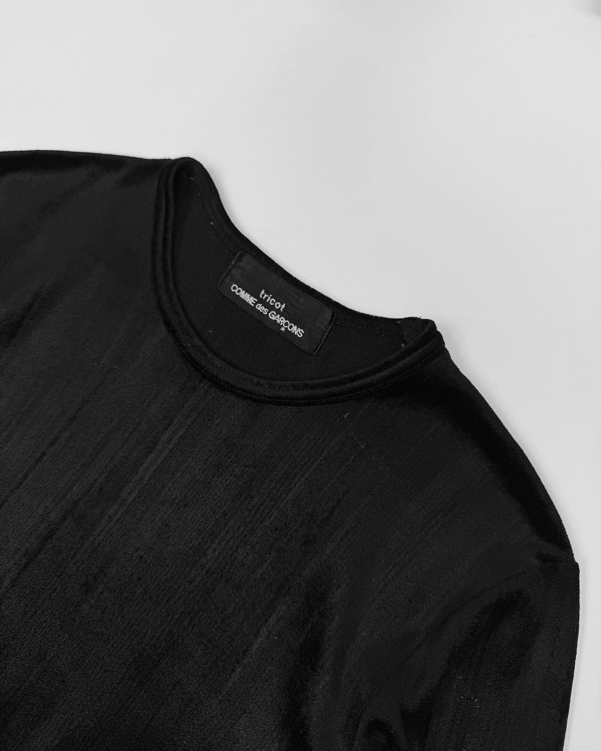 Comme des Garçons Tricot FW1999 Velvet Longsleeve Dress Black