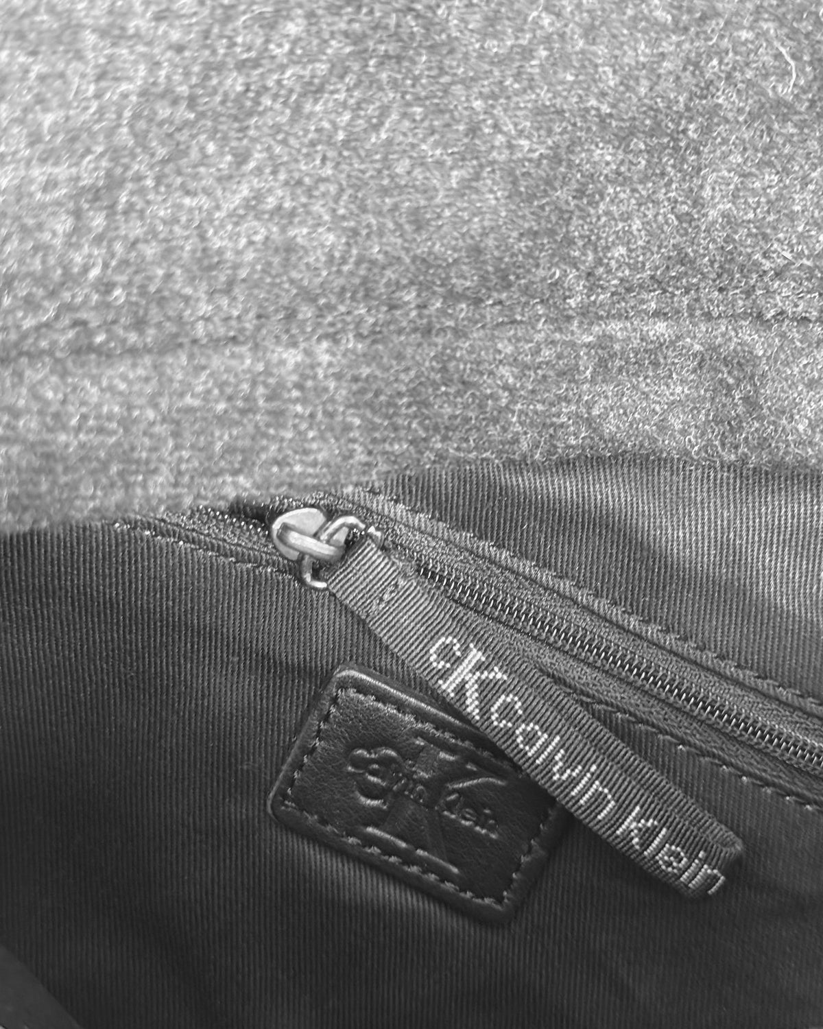Calvin Klein 2000s Wool Shoulder Messenger Bag Dark Grey