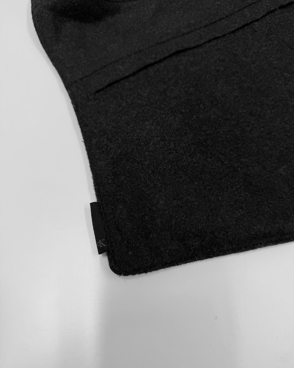 Calvin Klein 2000s Wool Shoulder Messenger Bag Dark Grey