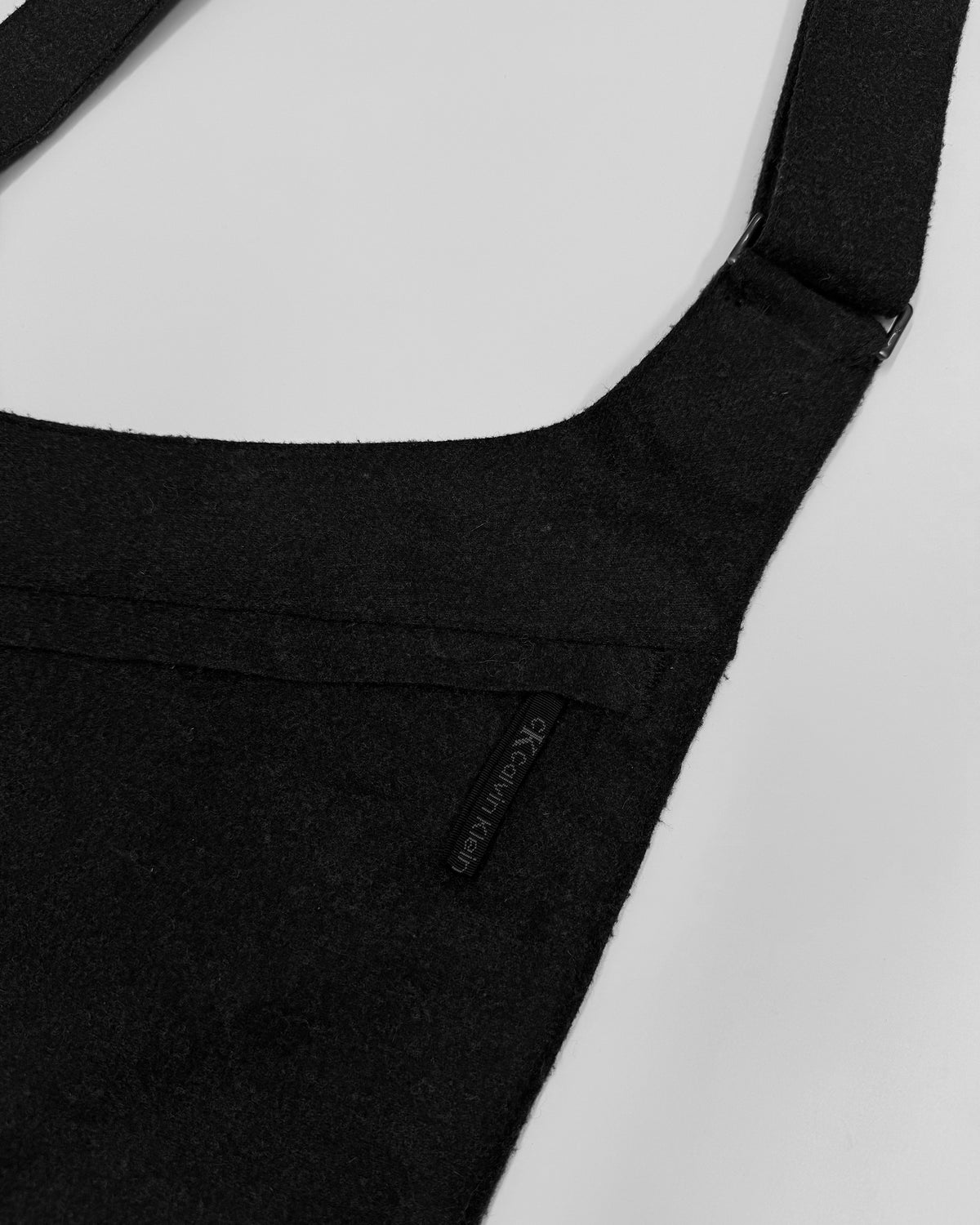 Calvin Klein 2000s Wool Shoulder Messenger Bag Dark Grey