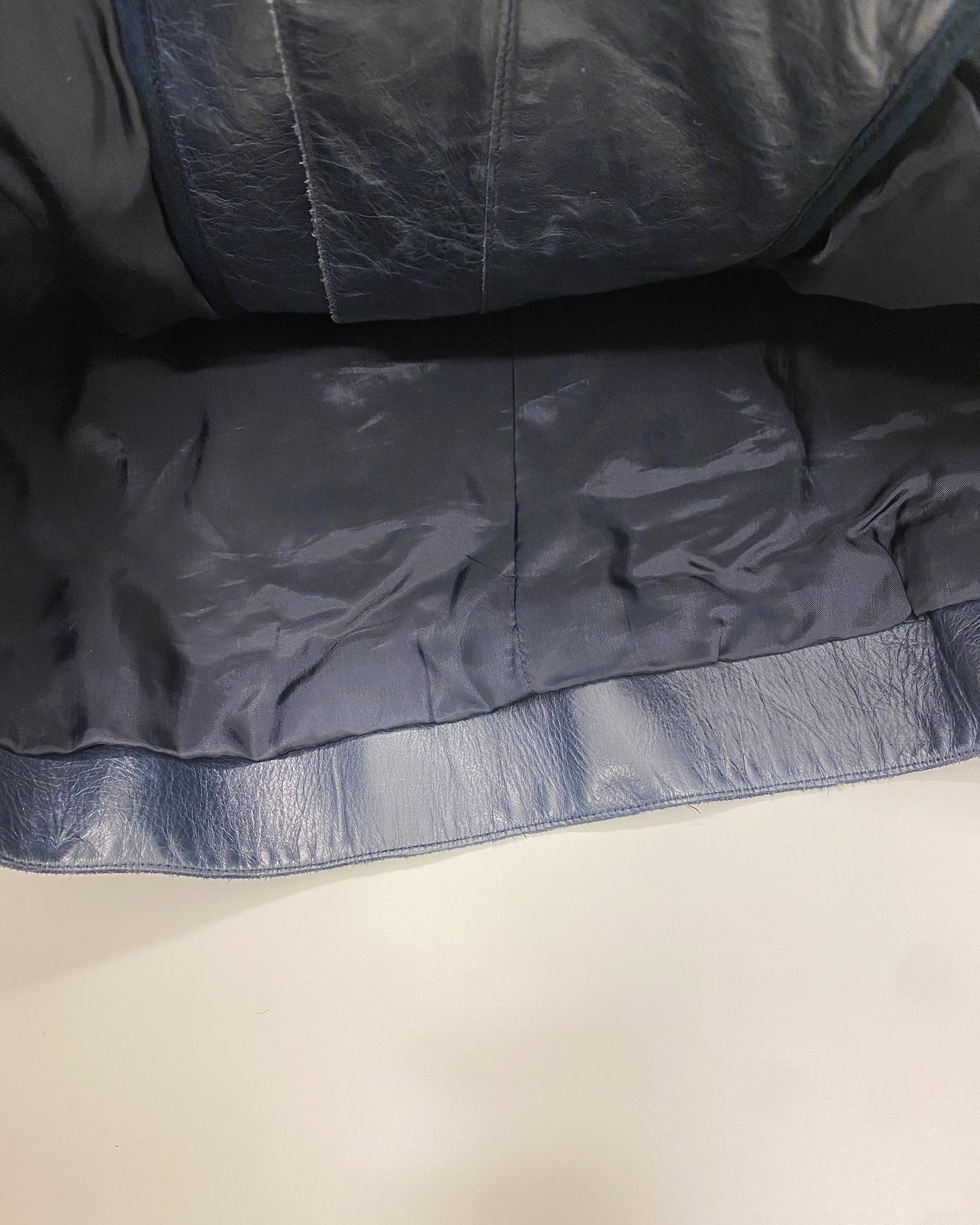 Calvin Klein Collection 2000s Sleek Leather Jacket Dark Blue