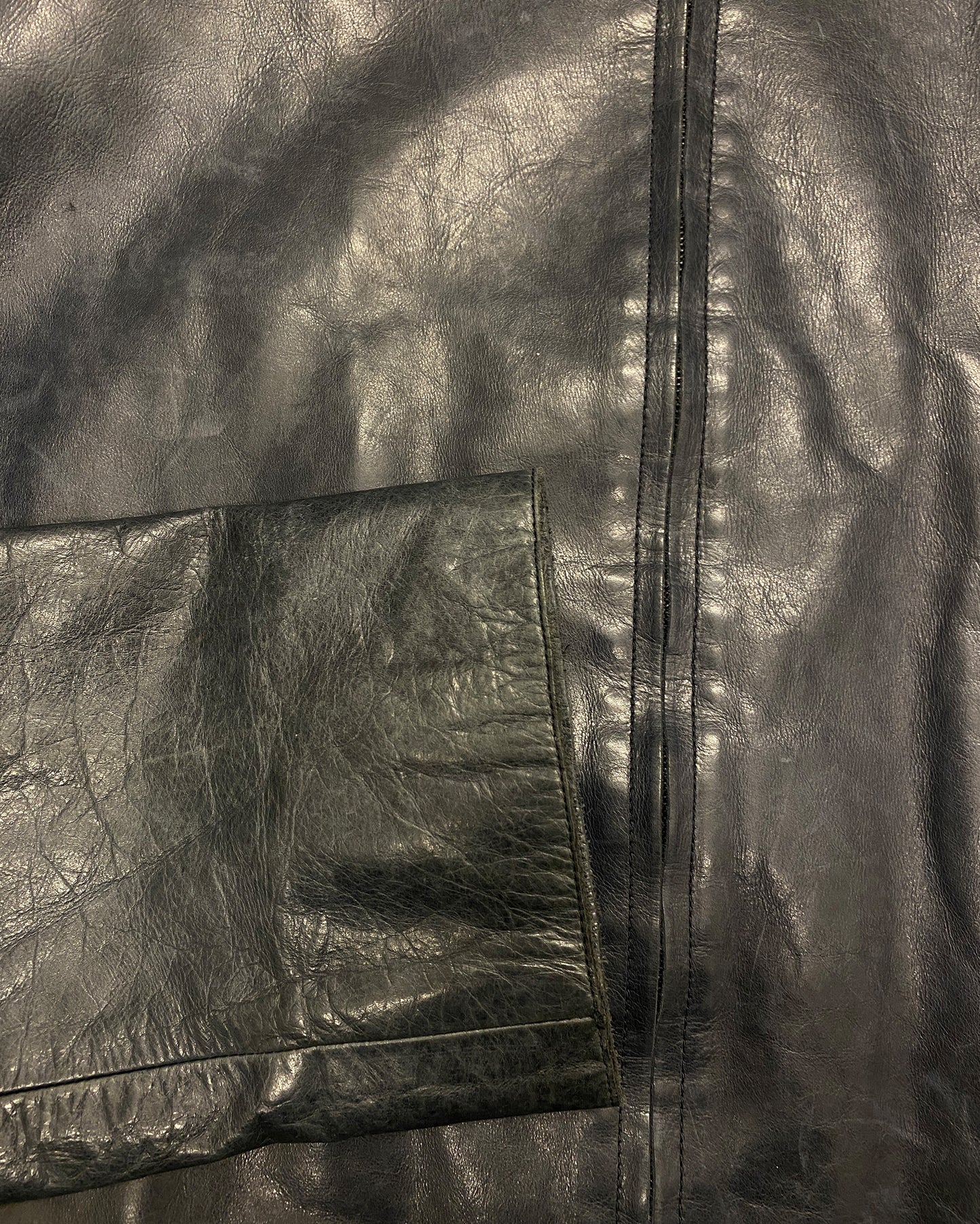 Calvin Klein Collection 2000s Sleek Leather Jacket Dark Blue