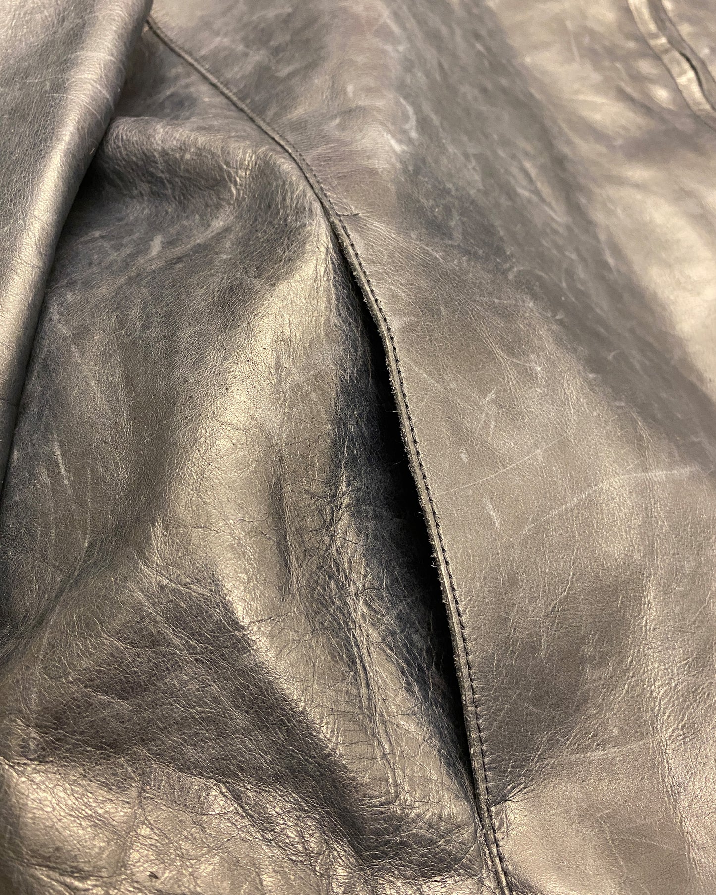 Calvin Klein Collection 2000s Sleek Leather Jacket Dark Blue