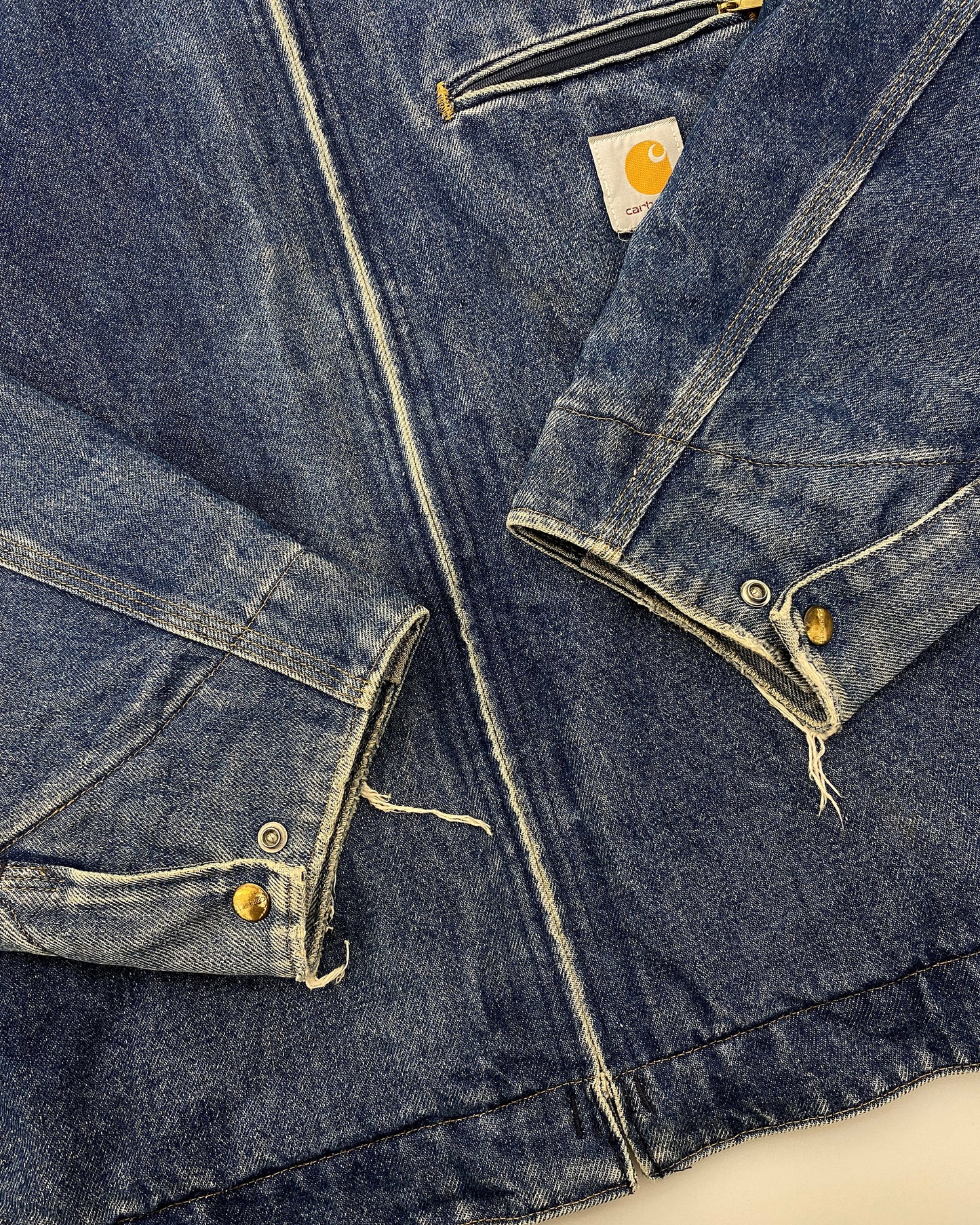 Carhartt 1990s Trashed Detroit Denim Jacket Blue