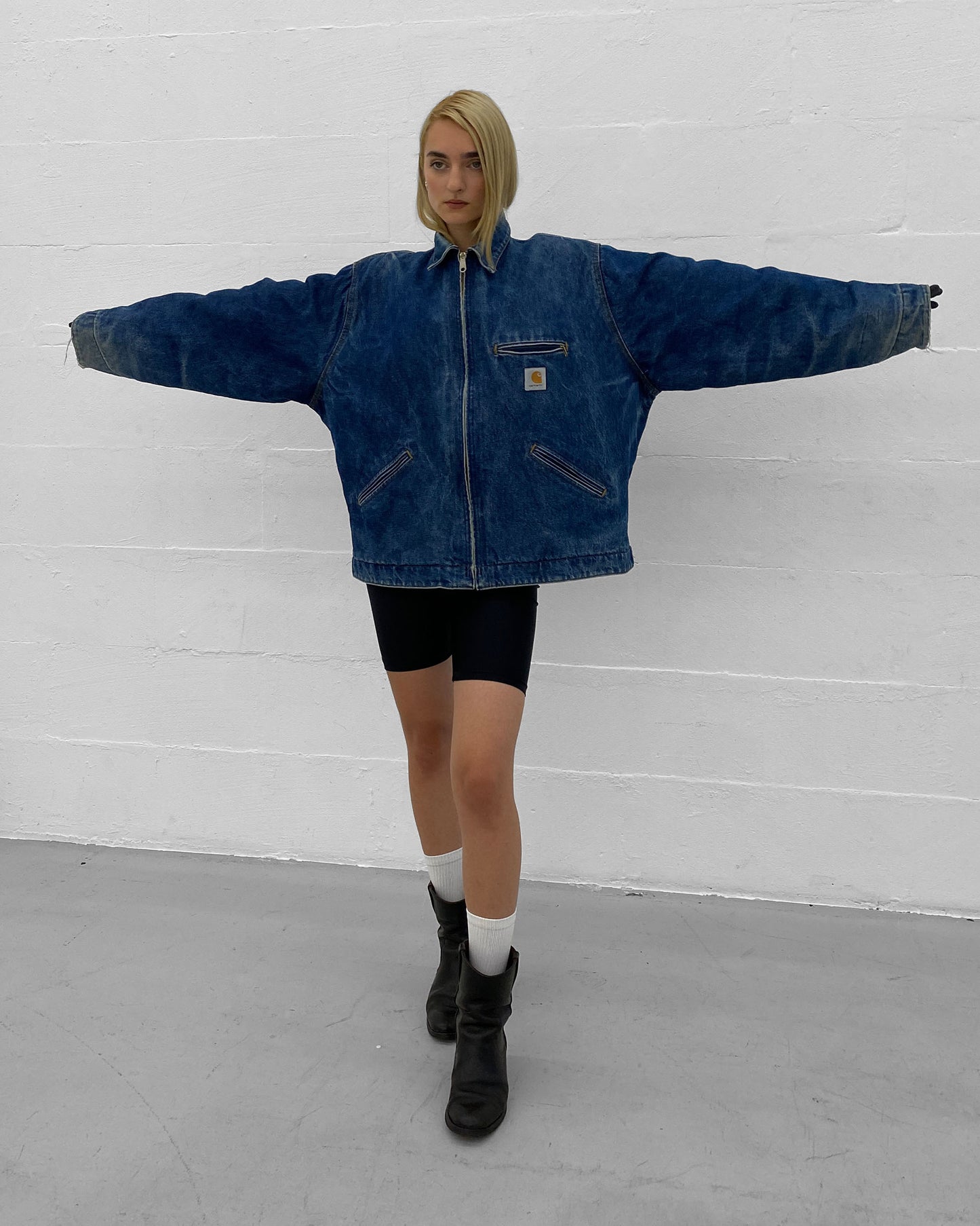 Carhartt 1990s Trashed Detroit Denim Jacket Blue