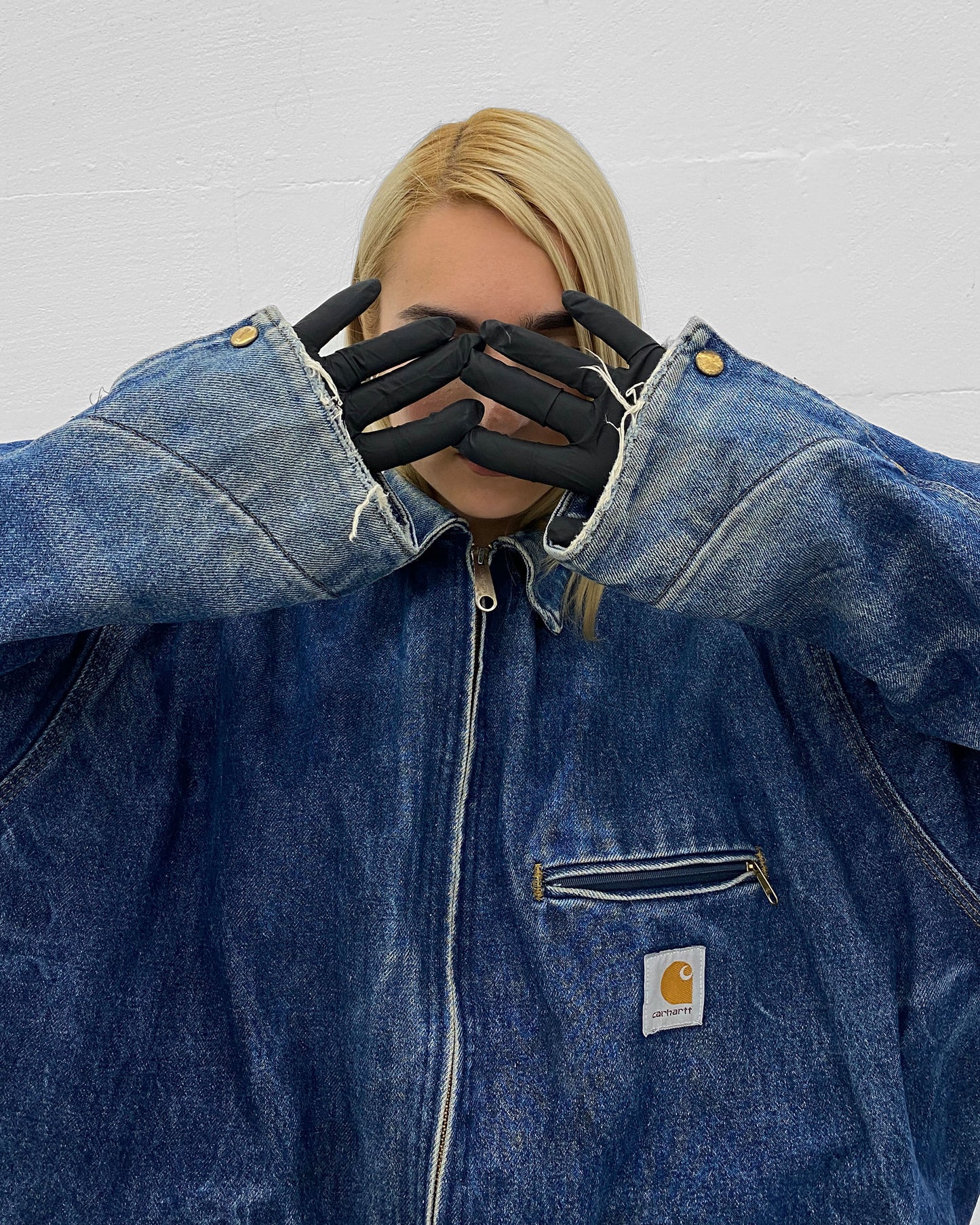 Carhartt 1990s Trashed Detroit Denim Jacket Blue