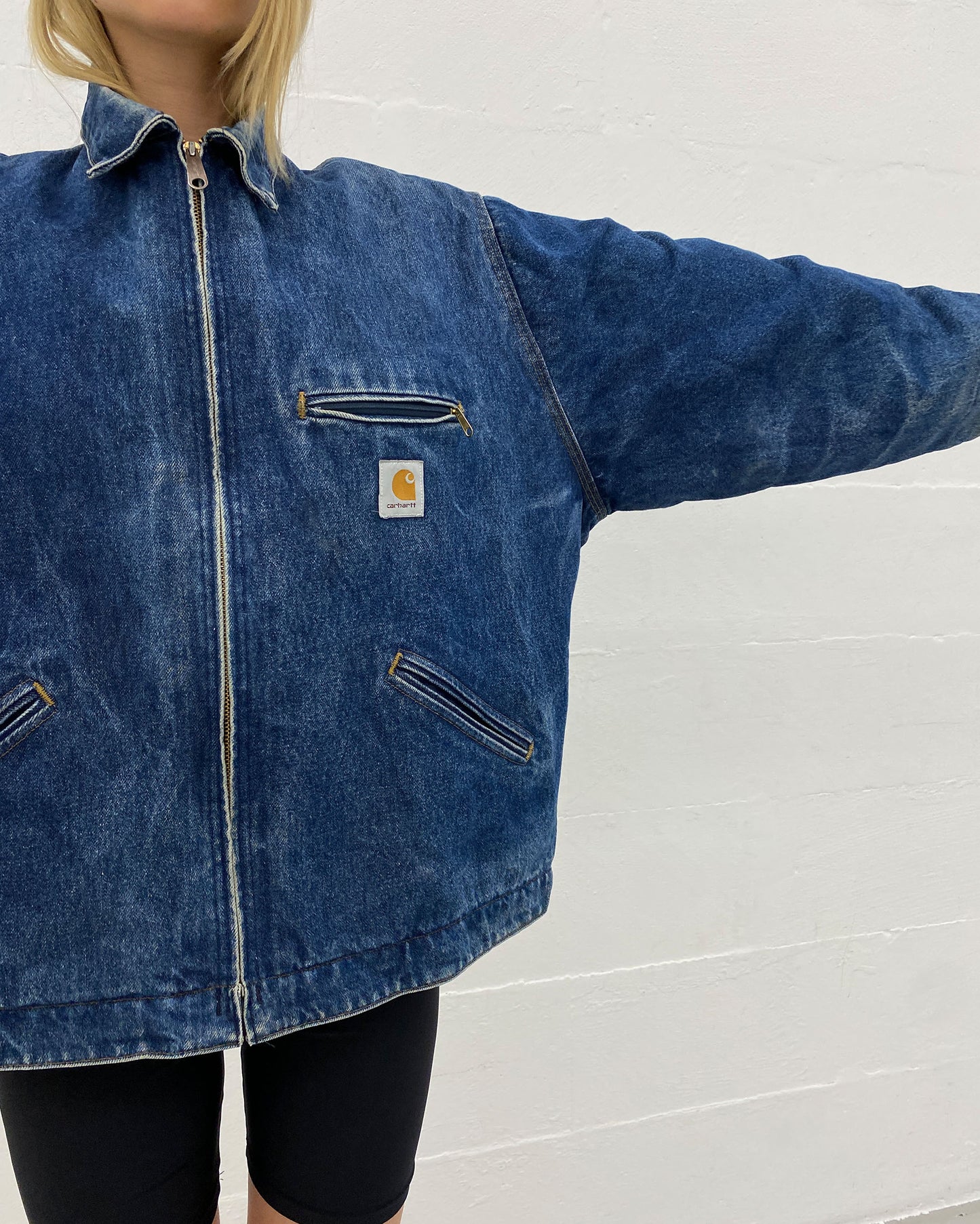 Carhartt 1990s Trashed Detroit Denim Jacket Blue