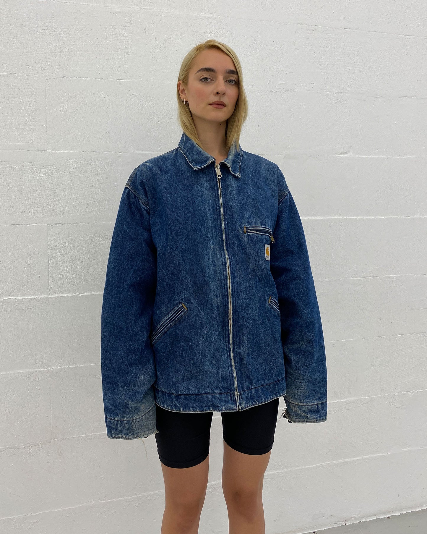 Carhartt 1990s Trashed Detroit Denim Jacket Blue