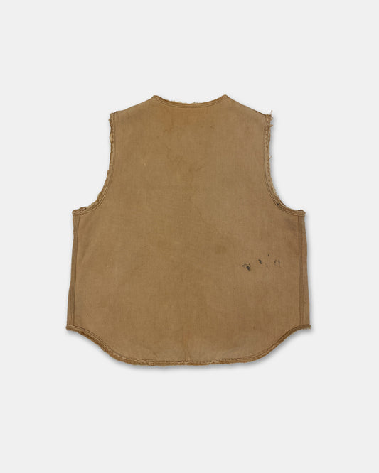 Carhartt 1960s Trashed Sherpa Lined Zip Work Vest Beige