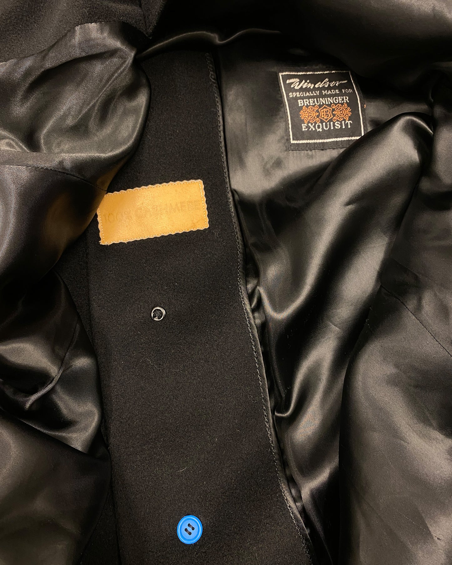 Vintage 1980s Cashmere Wool Coat Black