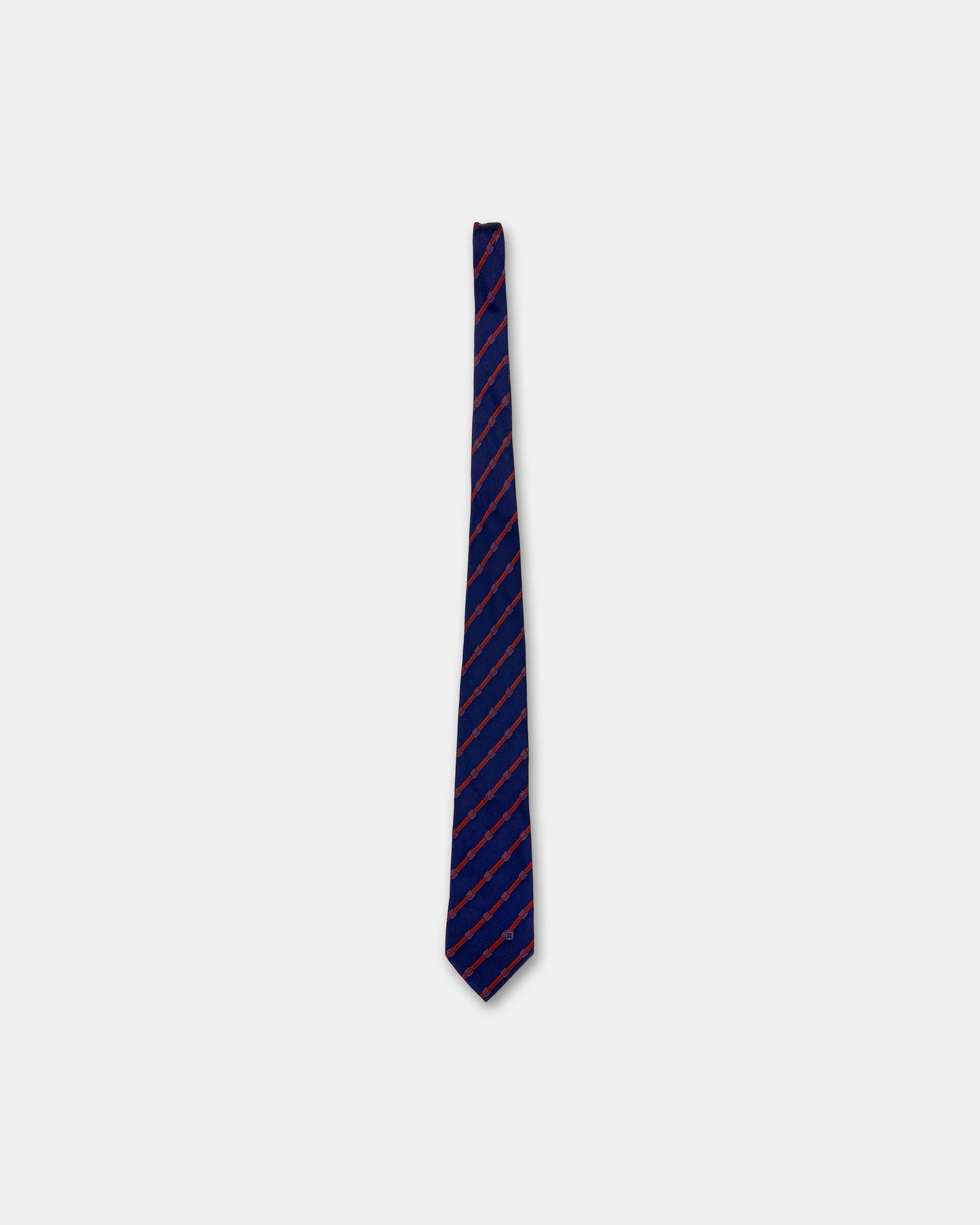 Céline 1990s Diagonal Striped Tie Blue Red