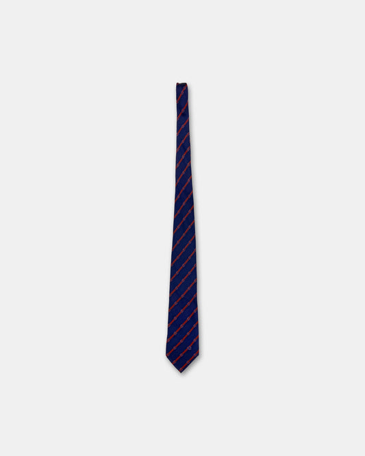 Céline 1990s Diagonal Striped Tie Blue Red