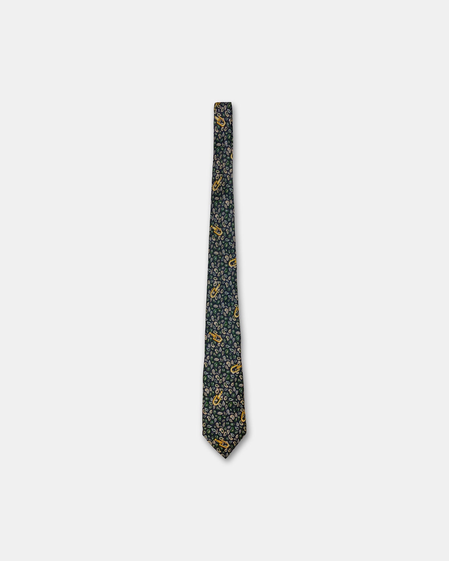 Céline 1990s Pattern Tie Blue Green