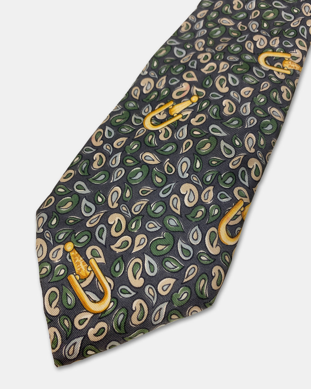 Céline 1990s Pattern Tie Blue Green