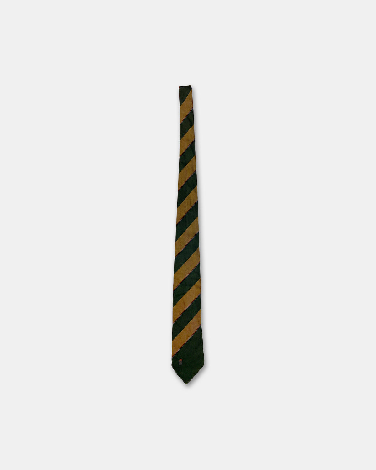 Chanel 1990s Diagonal Striped Tie Green Gold