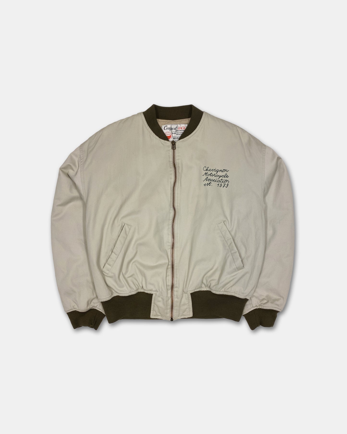 Chevignon 1990s Padded Cotton Conquest Jack Bomber Jacket Beige