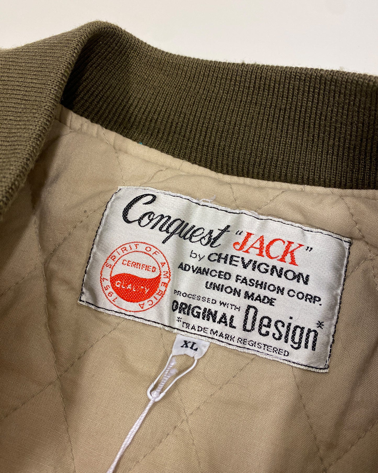 Chevignon 1990s Padded Cotton Conquest Jack Bomber Jacket Beige
