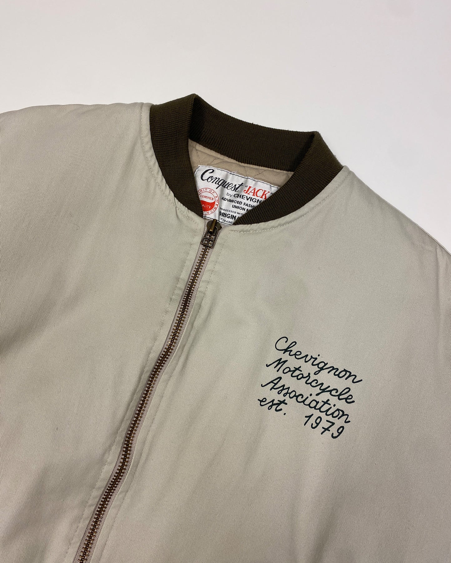 Chevignon 1990s Padded Cotton Conquest Jack Bomber Jacket Beige