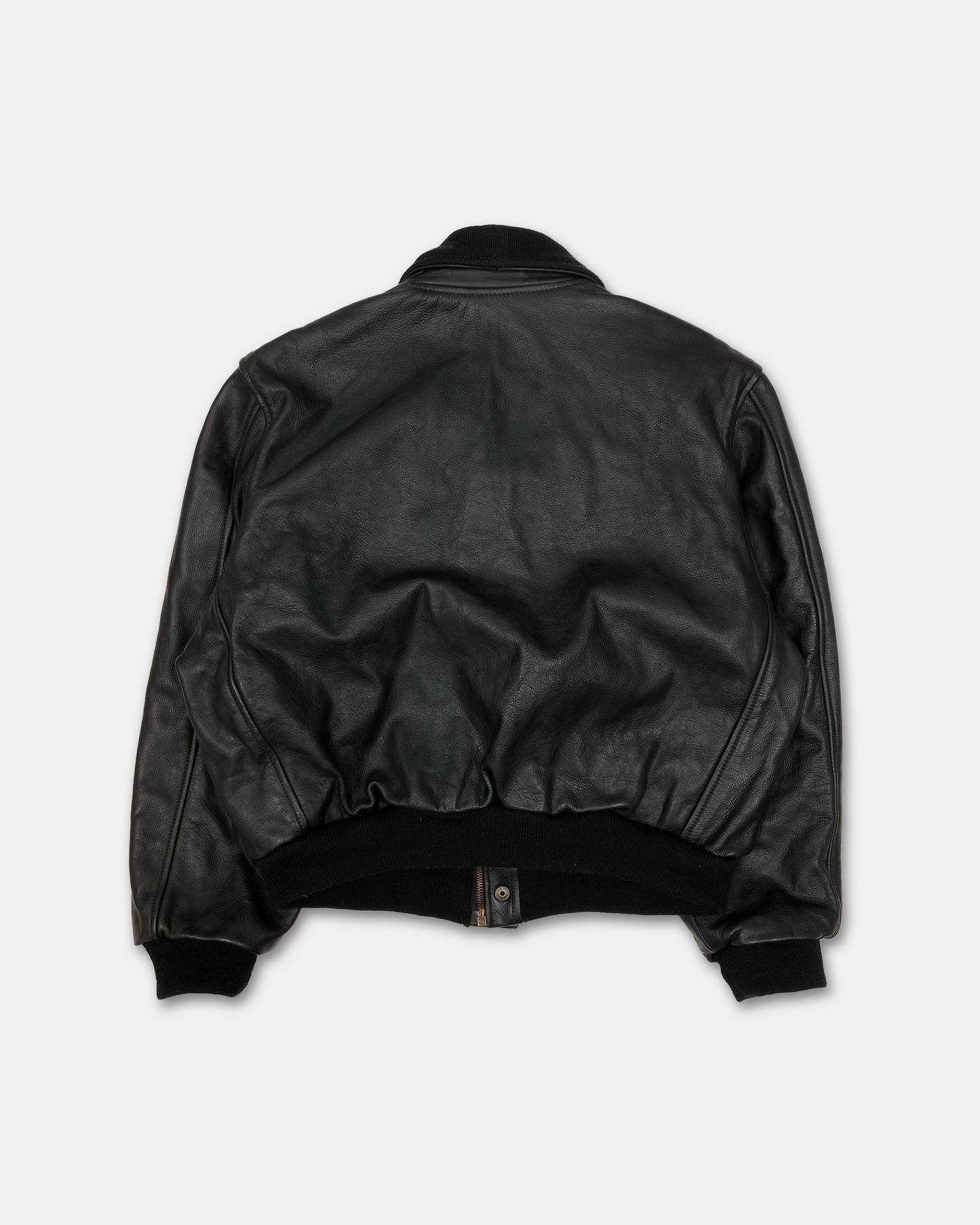 Chevignon 1990s Cow Leather Jacket Black