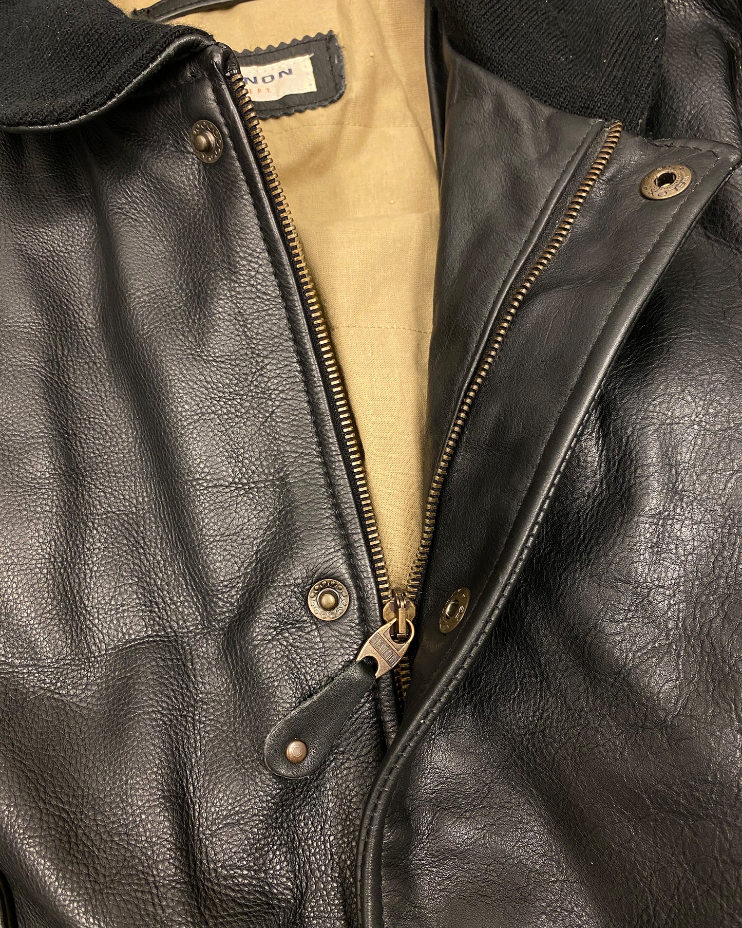 Chevignon 1990s Cow Leather Jacket Black