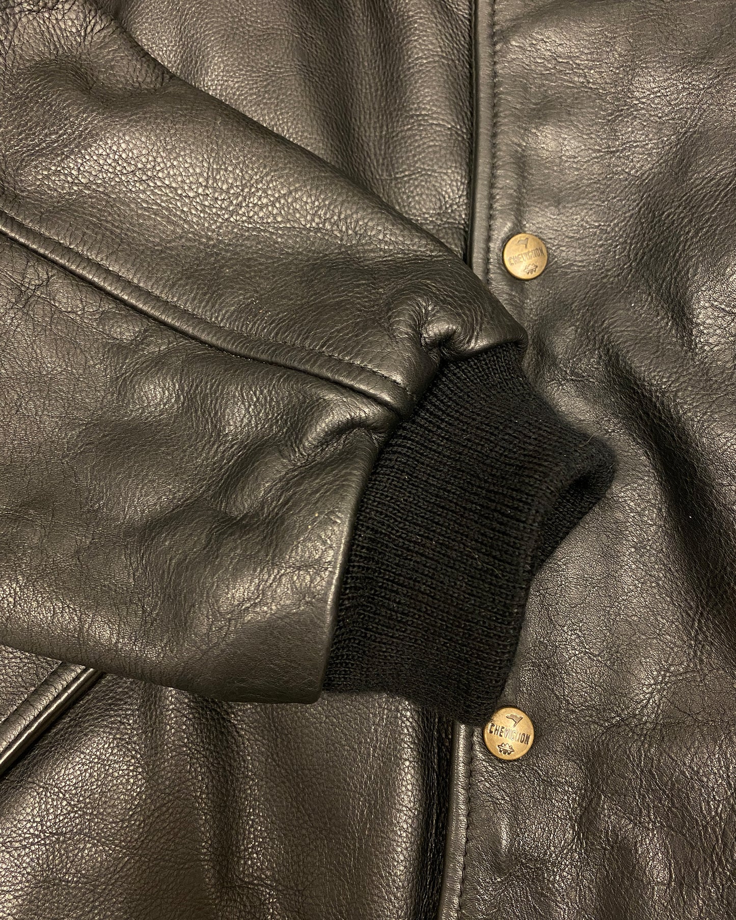 Chevignon 1990s Cow Leather Jacket Black