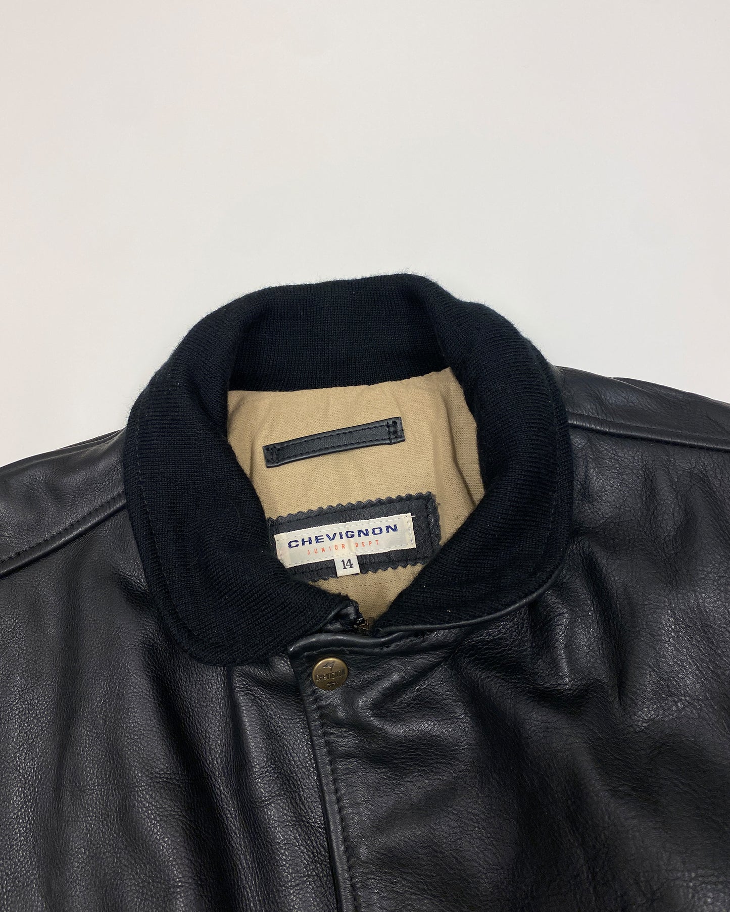 Chevignon 1990s Cow Leather Jacket Black