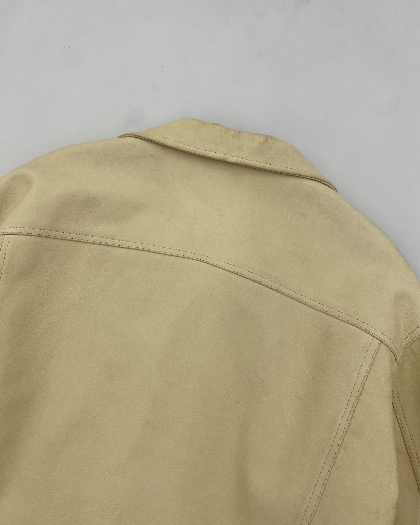 Closed by Girbaud 1980s Indestructible Leather Jacket Beige