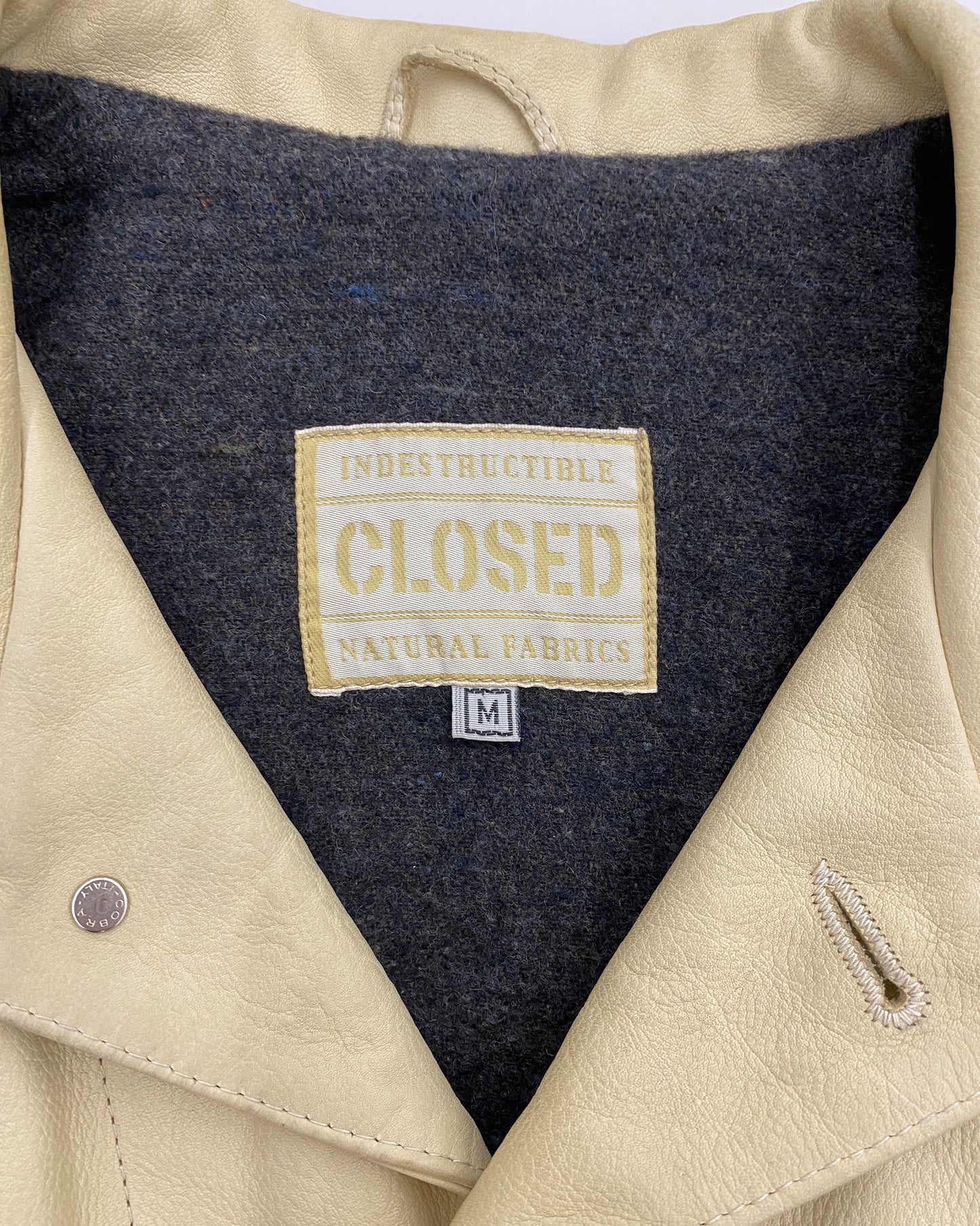 Closed by Girbaud 1980s Indestructible Leather Jacket Beige