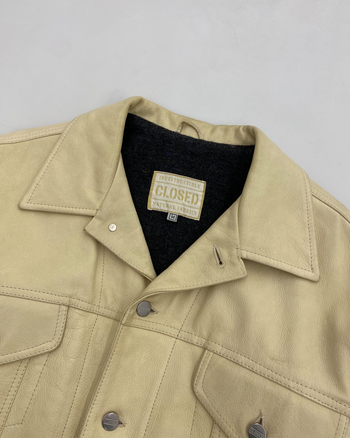 Closed by Girbaud 1980s Indestructible Leather Jacket Beige