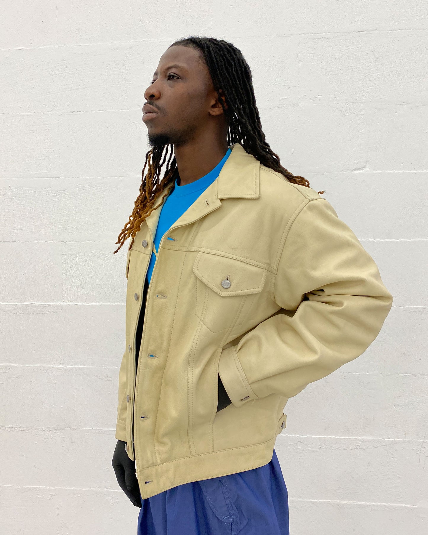 Closed by Girbaud 1980s Indestructible Leather Jacket Beige